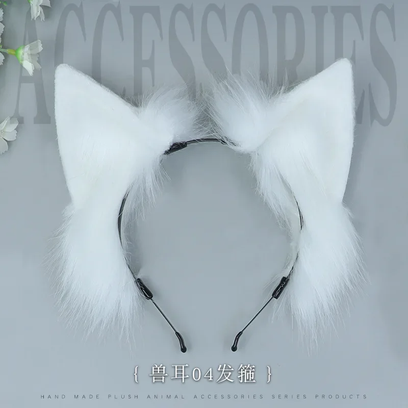 Katzenohren Stirnband Kawaii Fuchsohren Lolita Cosplay Kopfbedeckung Japanischer flauschiger Haarschmuck Verstellbarer Ohr JK Rollenspiel Kopfschmuck