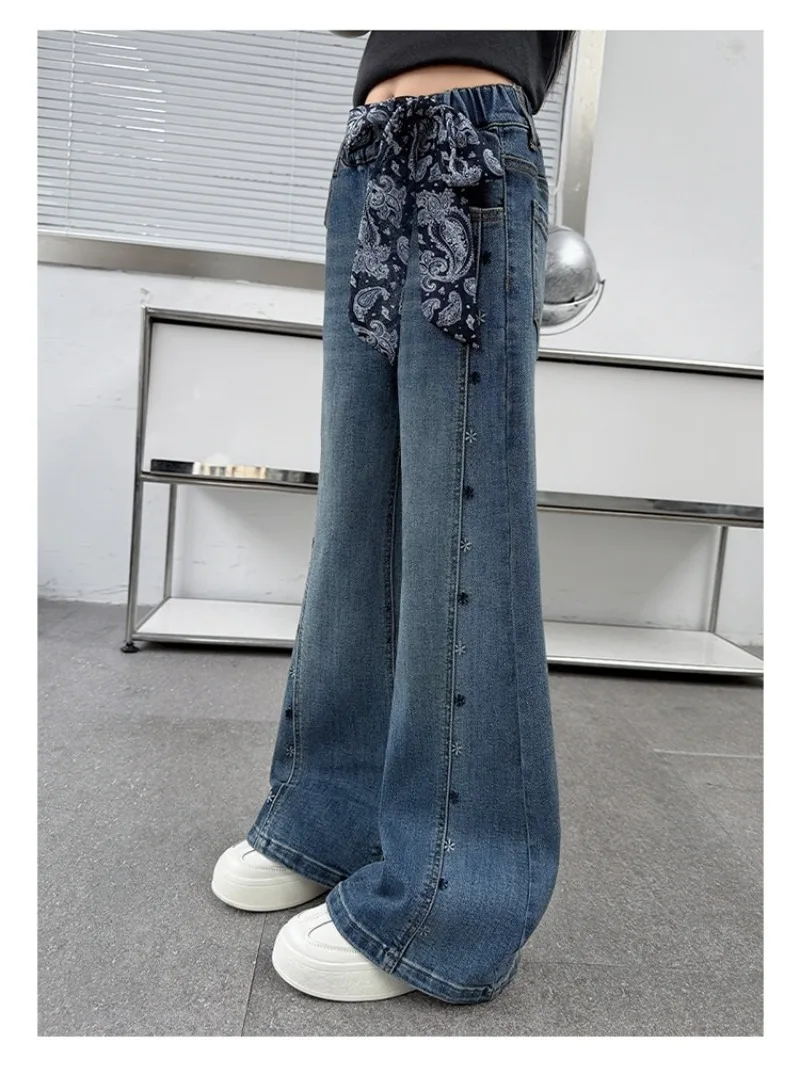 Mädchen-Schlaghosen UNITIM Herbst 4-14 Jahre Kinder-Jeans Skinny Freizeithosen für junge Mädchen und Teenager Mädchen Denim-Hosen – Detail 12