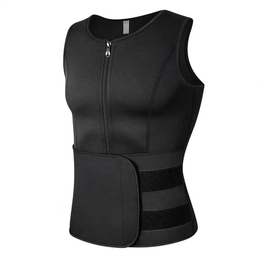 Men Sweat Body Shaper Fasten Tape Compression Shirt Belt Men Sweat Waist Trainer Sweat Absorption Men Sport Tank Top