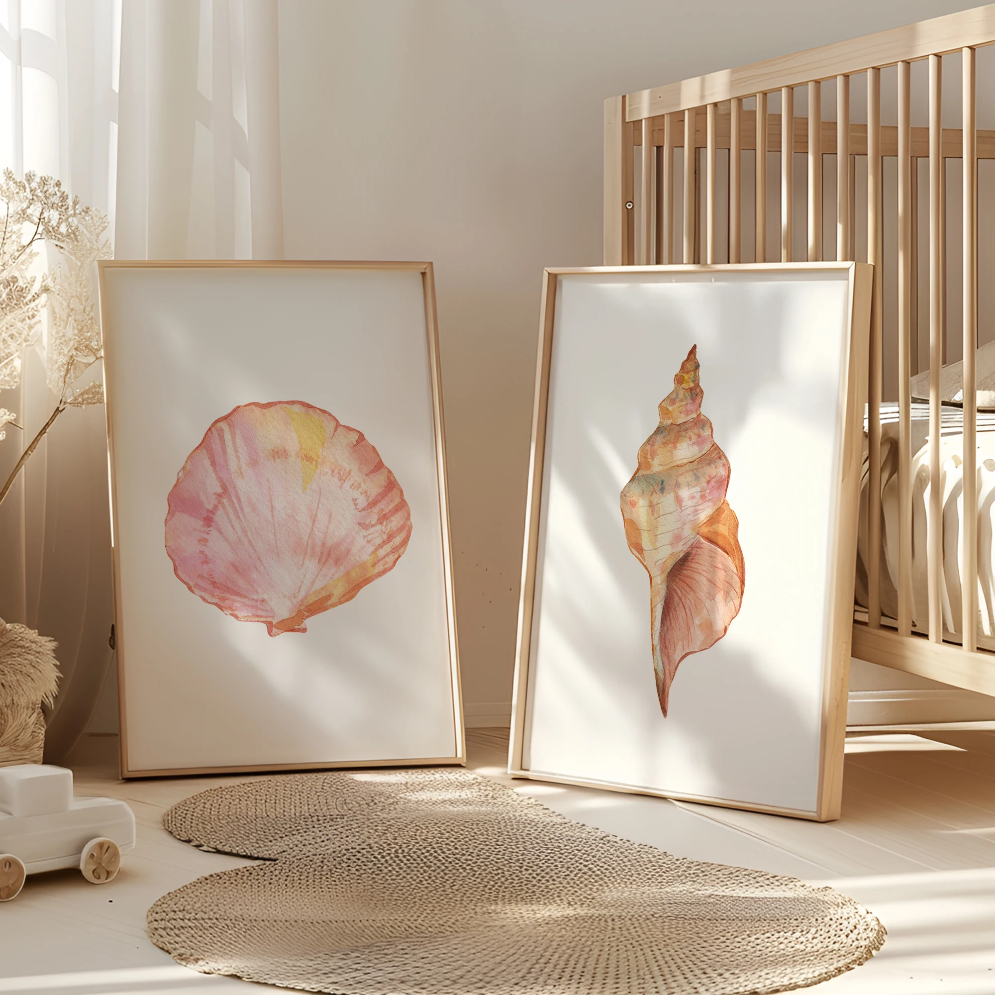 3pcs Personalized Custom Name Cartoon Child Shell Wall Art Print Picture Canvas Poster Painting For Living Room Home Decor Gift