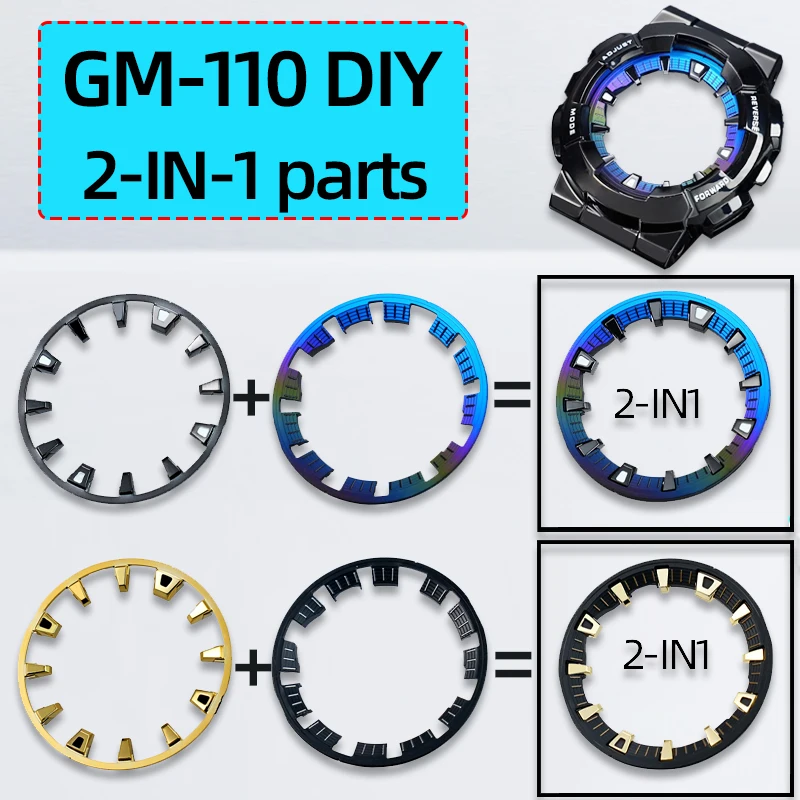 

Chapter Ring & Scale Ring 2-in-1 Mod kit for Casio G-shock GM-110 GM110MF Watch Scale Ring Index dial Marker Dial Ring DIY parts