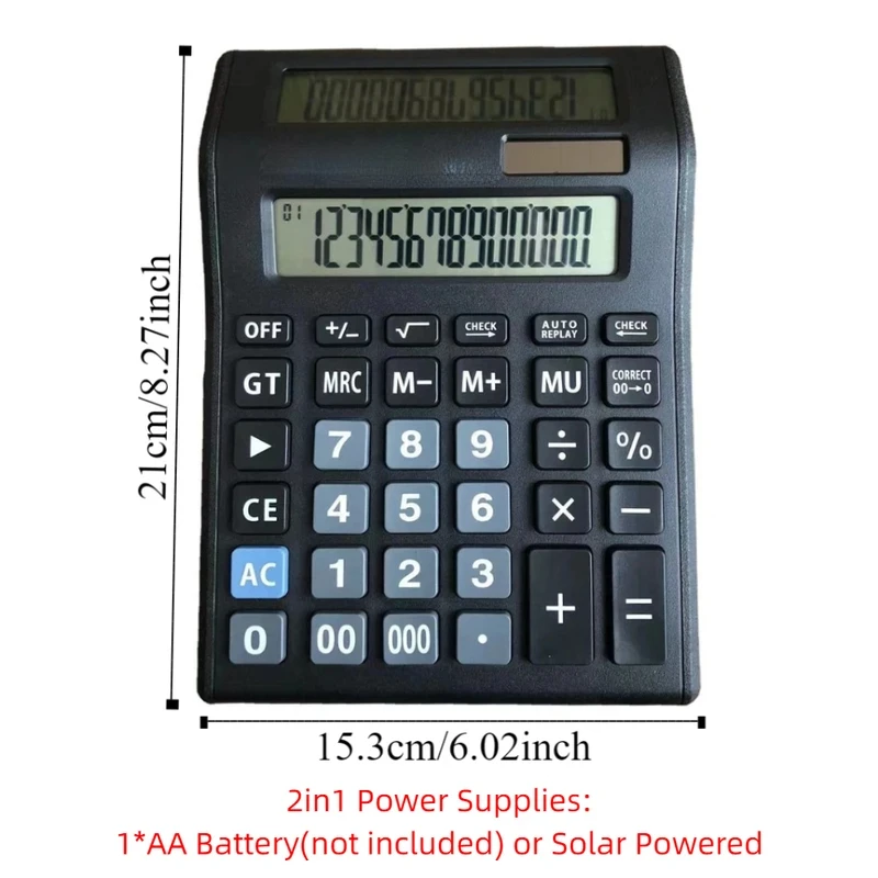Multifunctional Solar Dual-Screen Calculator Large Screen Display Efficient Calculation Financial Accounter Calculator