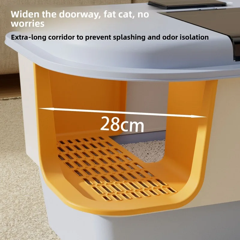 Extra Large Hallway Style Odor Blocking Fully Enclosed Splash Proof Cat Litter Box Maine Coon Oversized Cat Litter Box