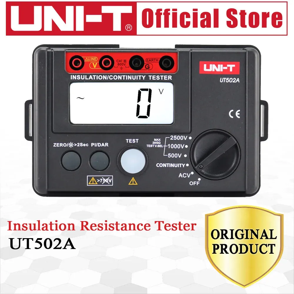 

Цифровой тестер сопротивления изоляции UNI-T UT502A 2500 В, мегомметр, высоковольтметр, тестер непрерывности с ЖК-подсветкой