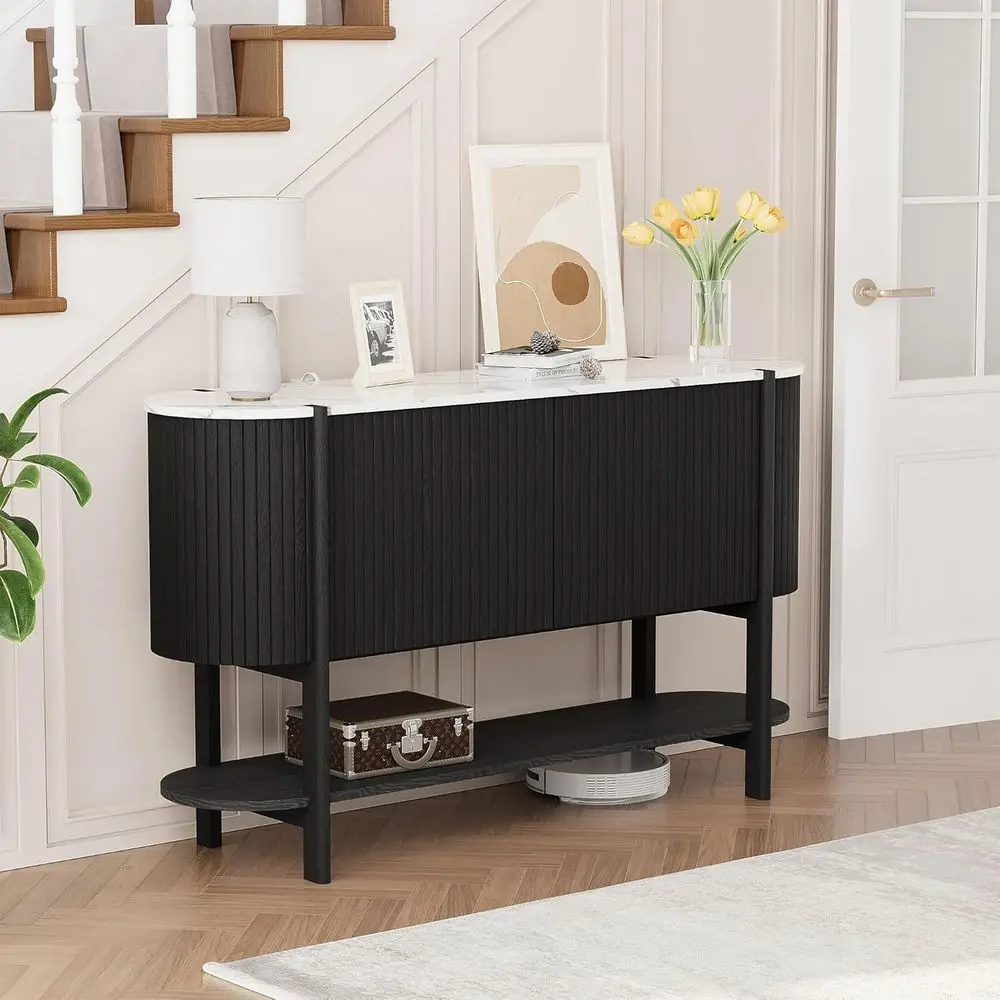 Storage Console Table with 2 Drawers and Shelf, Ideal for Entryway or Living Room, Black