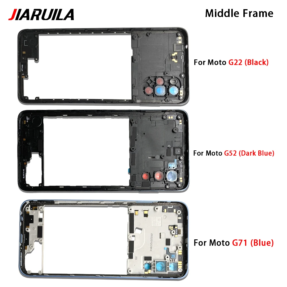 NEW  Middle Frame Holder Housing Replacement Repair Parts With Side Button Camera Lens For Motorola Moto G22 G50 G52 G71 G82