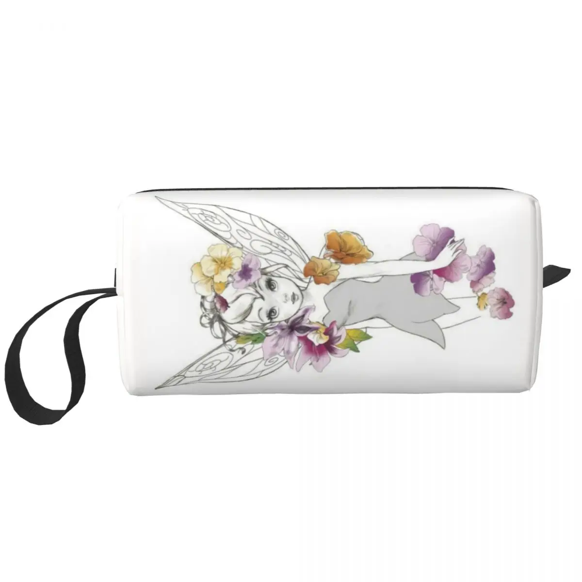 

Custom Peter Pan Tinker Bell Outline Floral Makeup Bag for Women Travel Cosmetic Organizer Fashion Storage Toiletry Bags