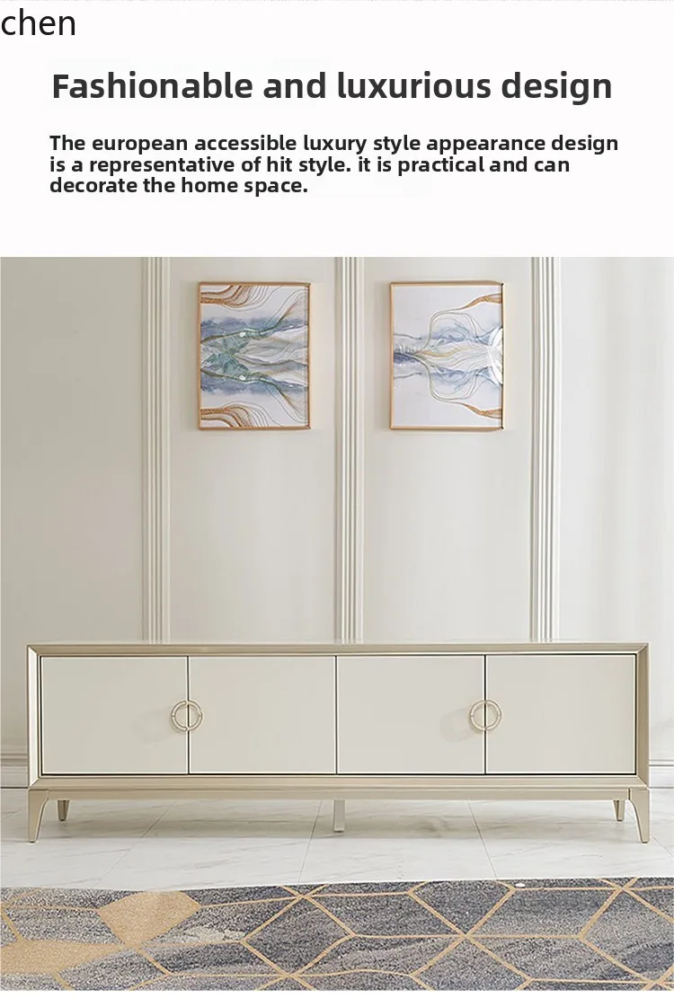 LXC TV cabinet, living room coffee table combination, modern small apartment floor cabinet, champagne storage cabinet