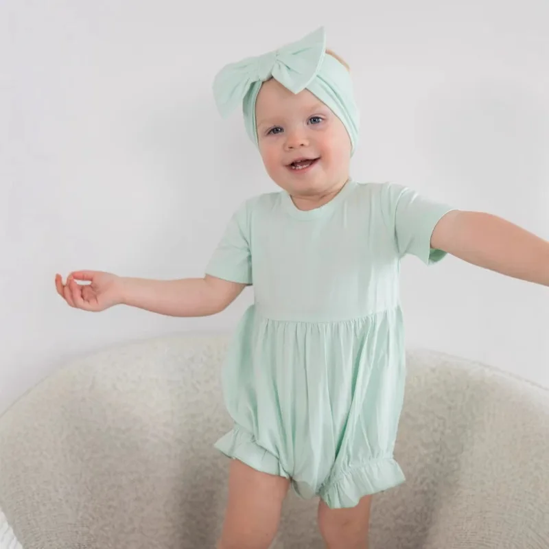 

Детская летняя освежающая юбка из натурального бамбукового волокна, тонкий цельный альпинистский костюм с короткими рукавами для девочек, комбинезон для новорожденных