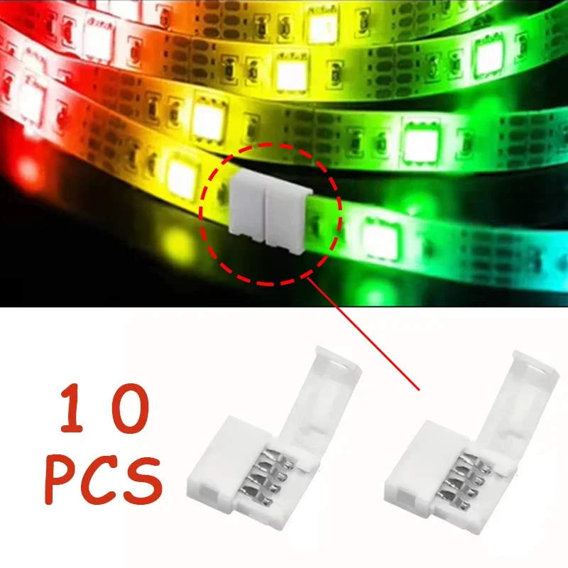10pcs LED Strip Connector 4 Pin 3528 5050 RGB Single Color Solderless PCB Board Wire Free Welding Connectors
