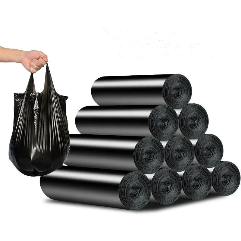 5Rolls=100PCS Large Garbage Bags Black Thicken Disposable Environmental Waste Bag Privacy Plastic Trash Bags 43x63CM