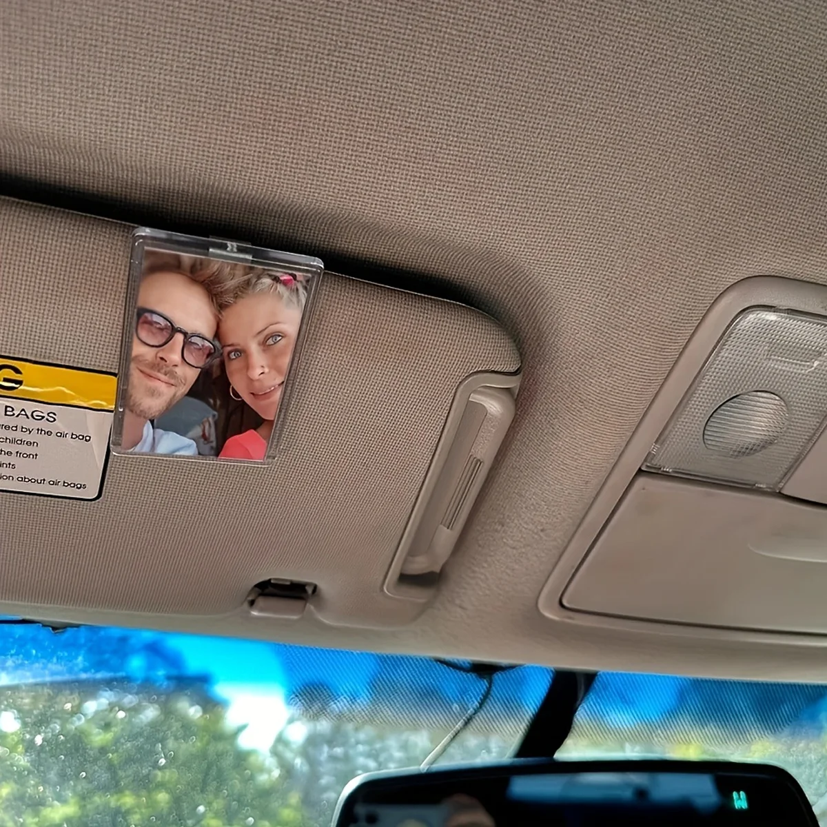 1pc Custom Sun Visor Photo Clip Scratch Resistant Personalized Photo Frame Tool-Free Installation No Charging Required