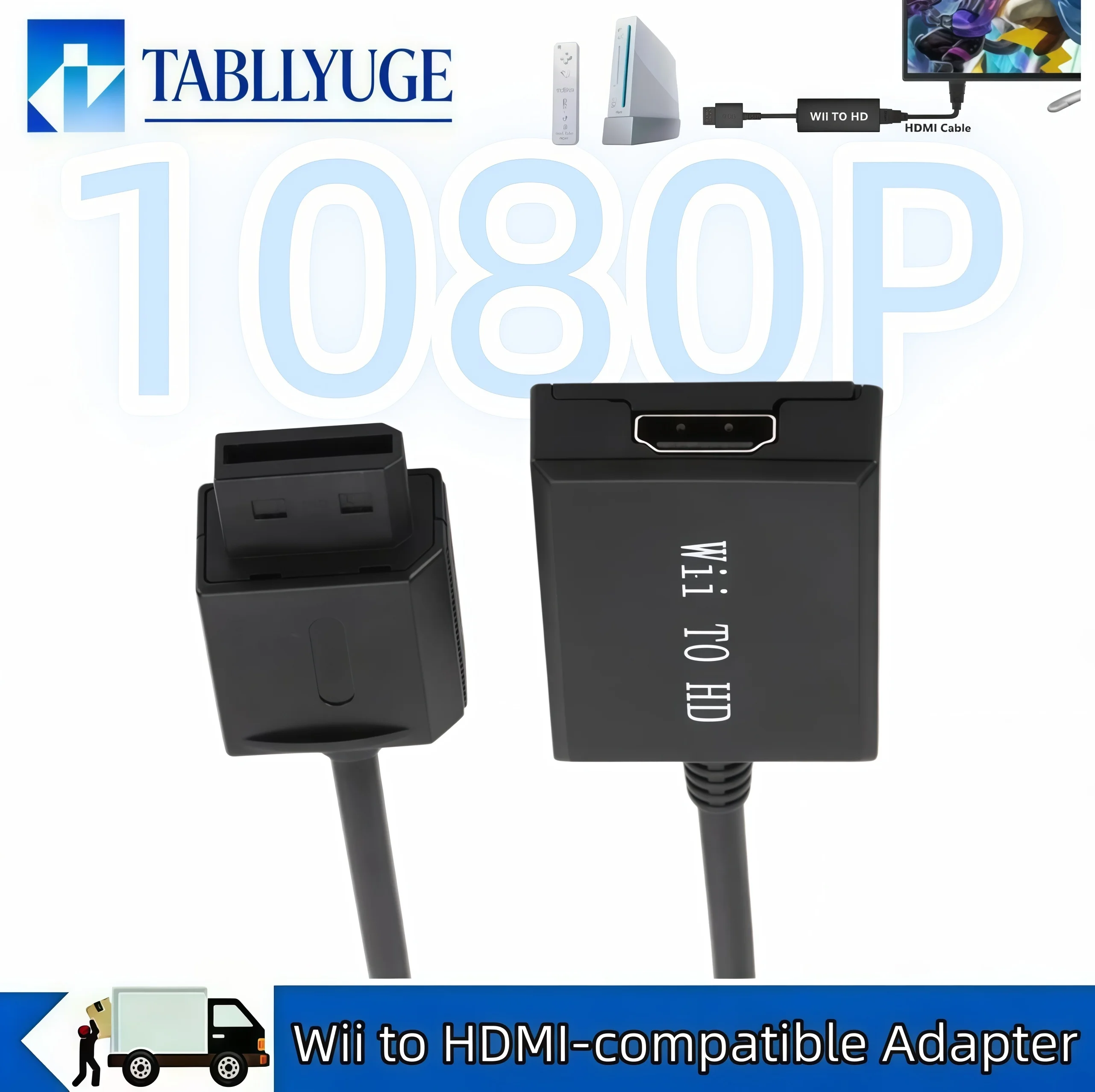 Adaptador de Video y Audio Compatible con Wii a HDMI 1080P, Convertidor Compatible con Wii a HDMI HD, Compatible con Monitores HD Wii