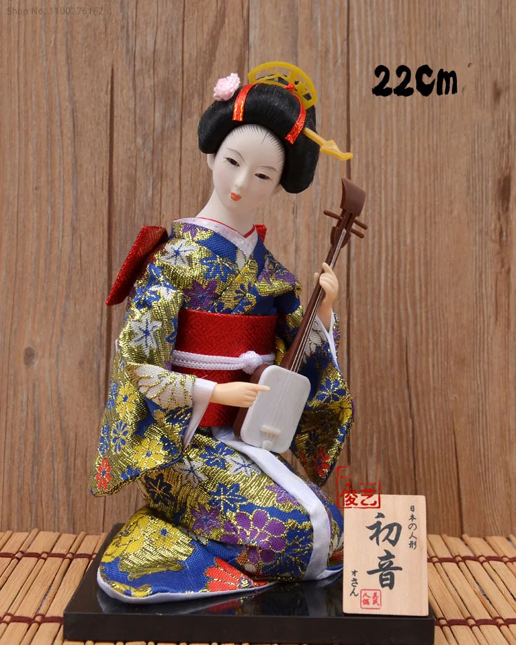 

Japanese Traditional Geisha Doll Silk Figurine Craft Decoration Gift Izakaya Ornament 22cm High