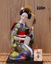 Japanese Traditional Geisha Doll Silk Figurine Craft Decoration Gift Izakaya Ornament 22cm High