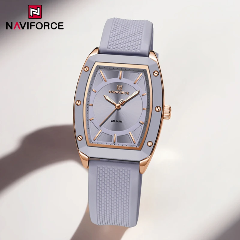 NAVIFORCE Elegant Women\'s Wristwatch Soft Silicone Strap Female Sports Full Dress Clocks Ladies Quartz Waterproof Watches NF5049