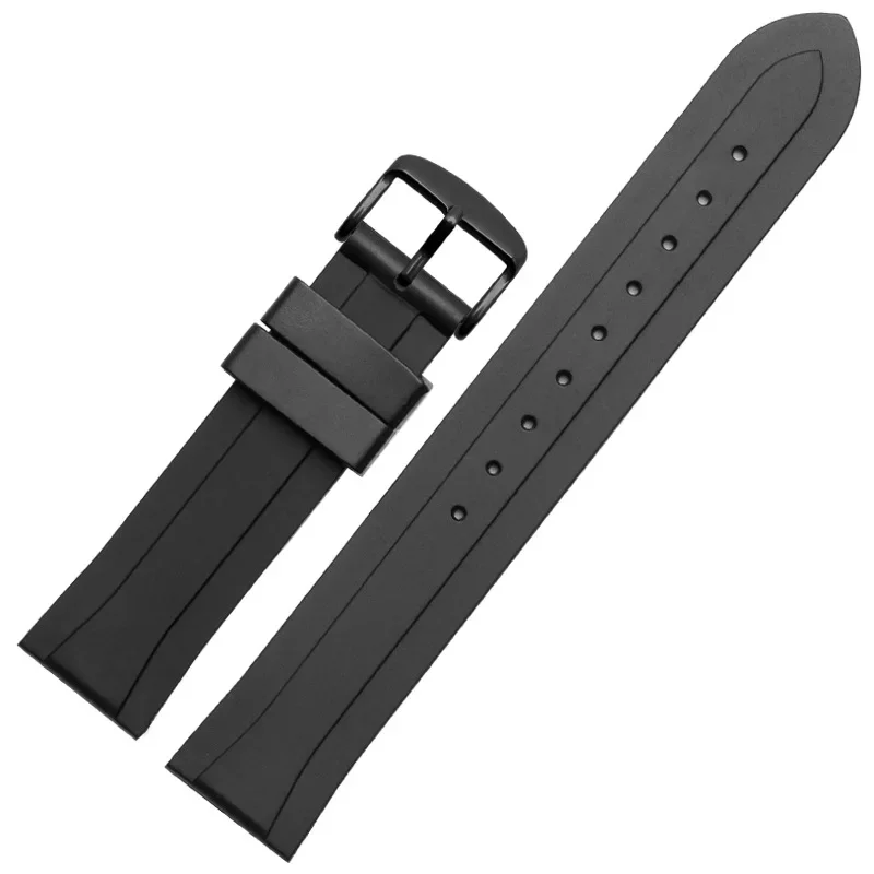 20mm 22mm Watchband Black Waterproof Silicone Rubber Replacement Wrist Watch Band Strap Silver Deployments Clasp For Tudor strap