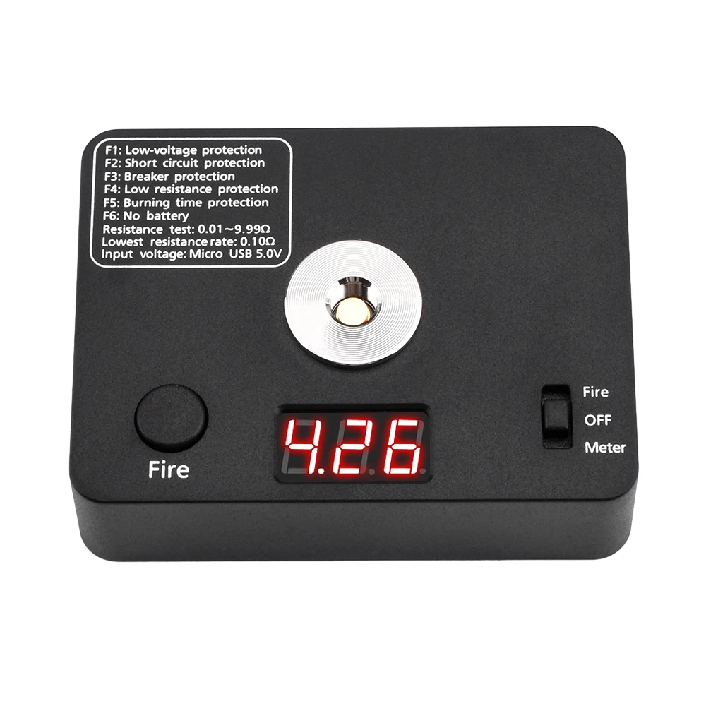 521 TAB Mini Coil Burning Measure Building Platform V3 0.01~9.99 Ohm Resistance Test/Fire/Micro USB Charging Fit 18650 Battery