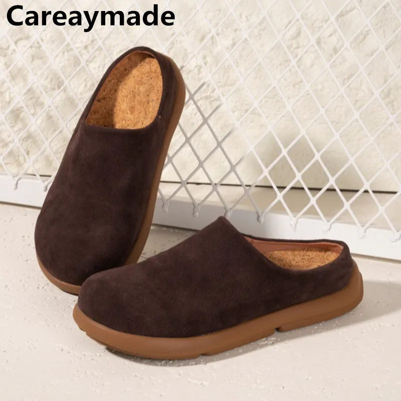 

Careaymade-женская повседневная обувь из натуральной кожи с широким носком, модные тапочки «Маленький картофель», женские туфли Boken из воловьей кожи на толстой подошве