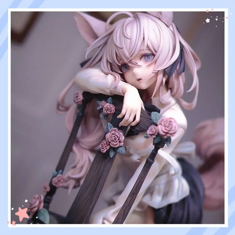 

GK Bunny Flora Anime Cat Ear Girl Figure Rose Chair Decorative Statue Cabinet Ornament Collectible Model Toy For Anime Fans