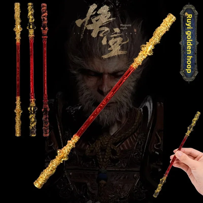 Black Myth Sun Wukong Handheld Toy Alloy Craft Product Creative Monkey King Ring Dingling Golden Staff Miniature Decorative Item