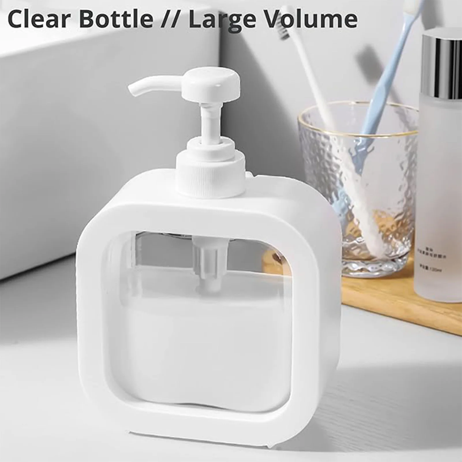 500ml Plastic Pump Bottles Dispenser Reusable Travel Bottling Containers For Body Wash Face Cream Hotel Bathroom Supplies