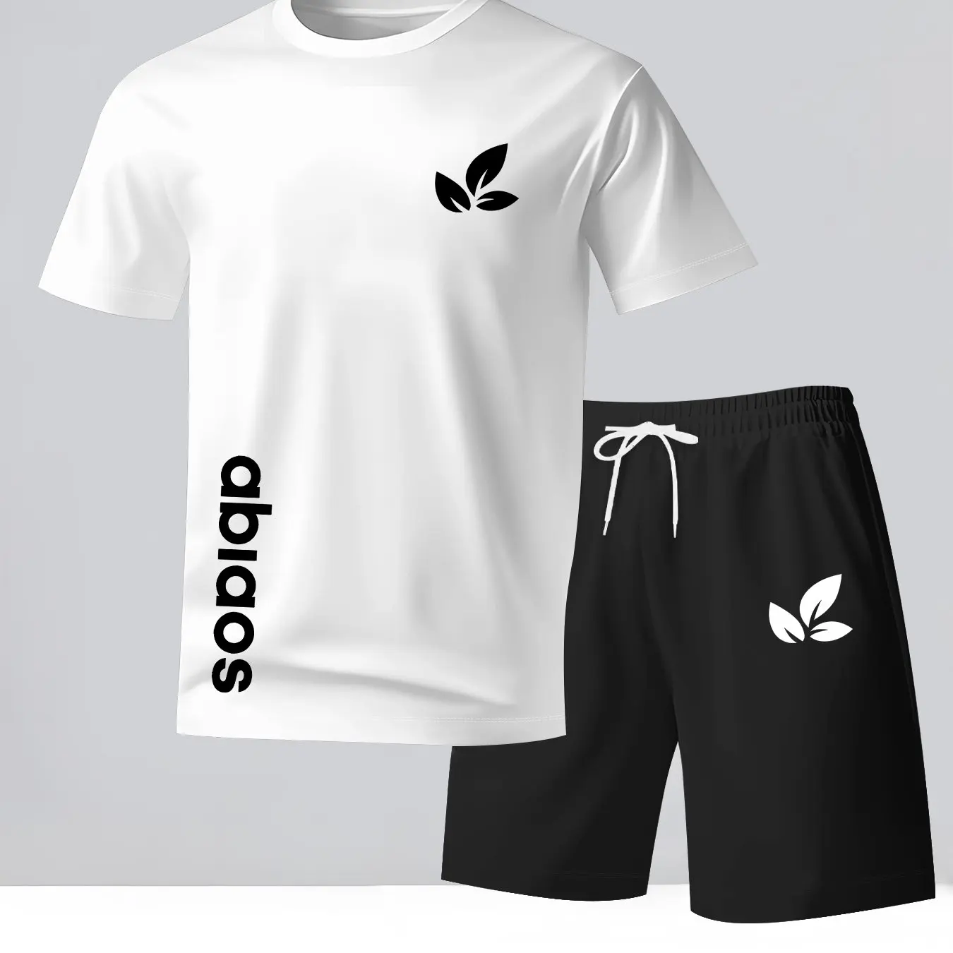 

Summer Quick-dry Round-neck Casual Fashion Short Sleeved T-shirt Set Casual Short Sleeved Top+fashionable Shorts Two-piece Set