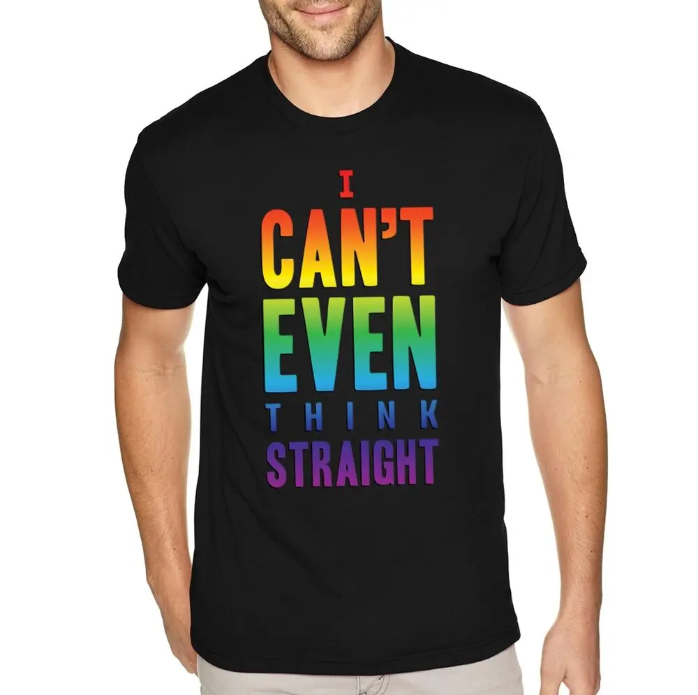 Apparel Men's Tee Can't Think Straight LGBTQ Pride Gay Crewneck T-shirt Anime Graphic T-shirts For Men