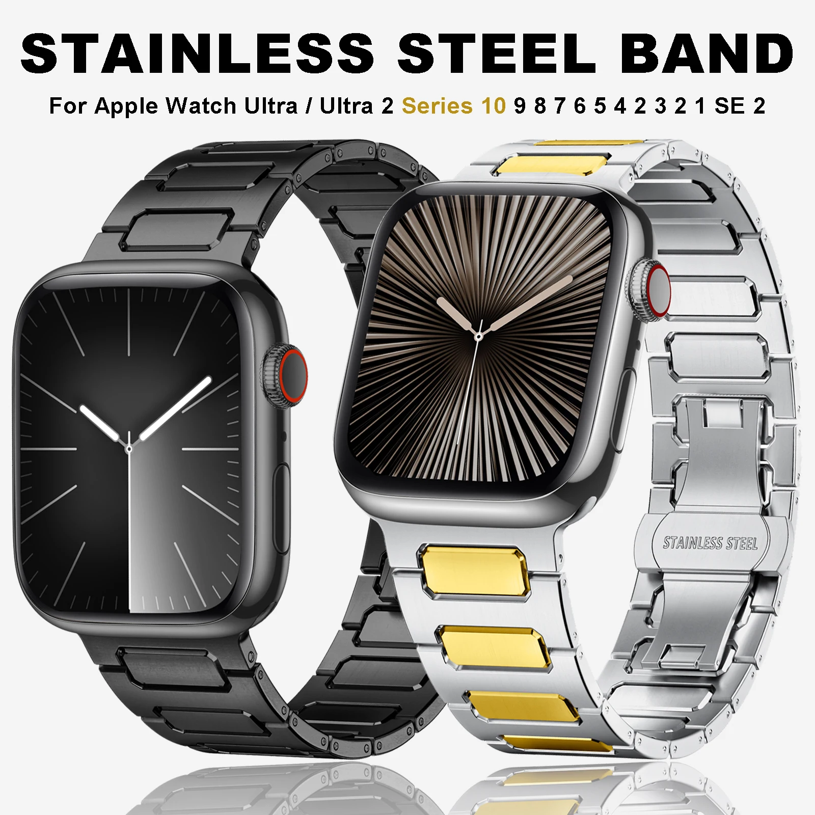 

Stainless Steel Band for Apple Watch Ultra 2 49mm 10 46mm 9 8 7 5 4 Se 6 Metal for Iwatch 45mm 41mm 42 44mm 49 40 38mm Bracelet