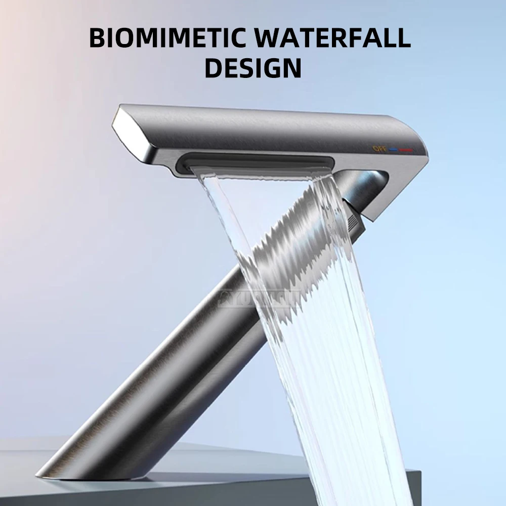 High-end All-copper Creative Personalized Waterfall Faucet For Washbasin, Hot And Cold Water, Bathroom Cabinet