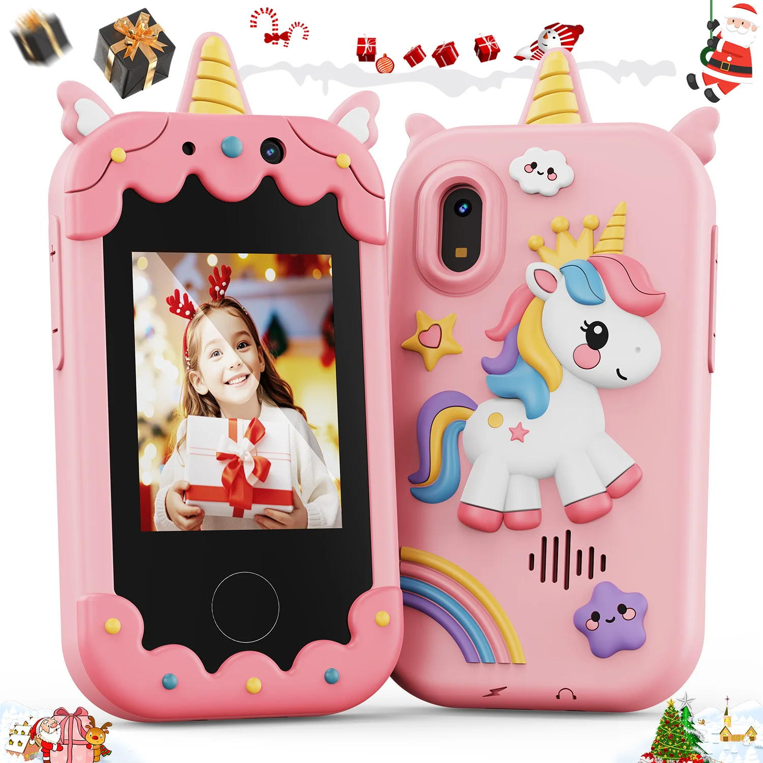 

Kids Smart Toy Phone Toddler Touchscreen Game Phone MP3 Music Player with Dual Camera for Girl Boy Christmas Birthday Gifts