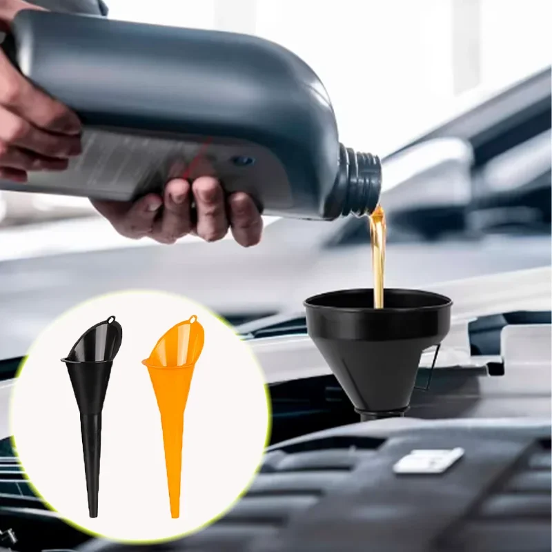 Car Long Stem Funnel Universal Hot-selling Anti-splash Plastic Cars Motorcycle Gasoline Oil Fuel Filling Tool Auto Accessories