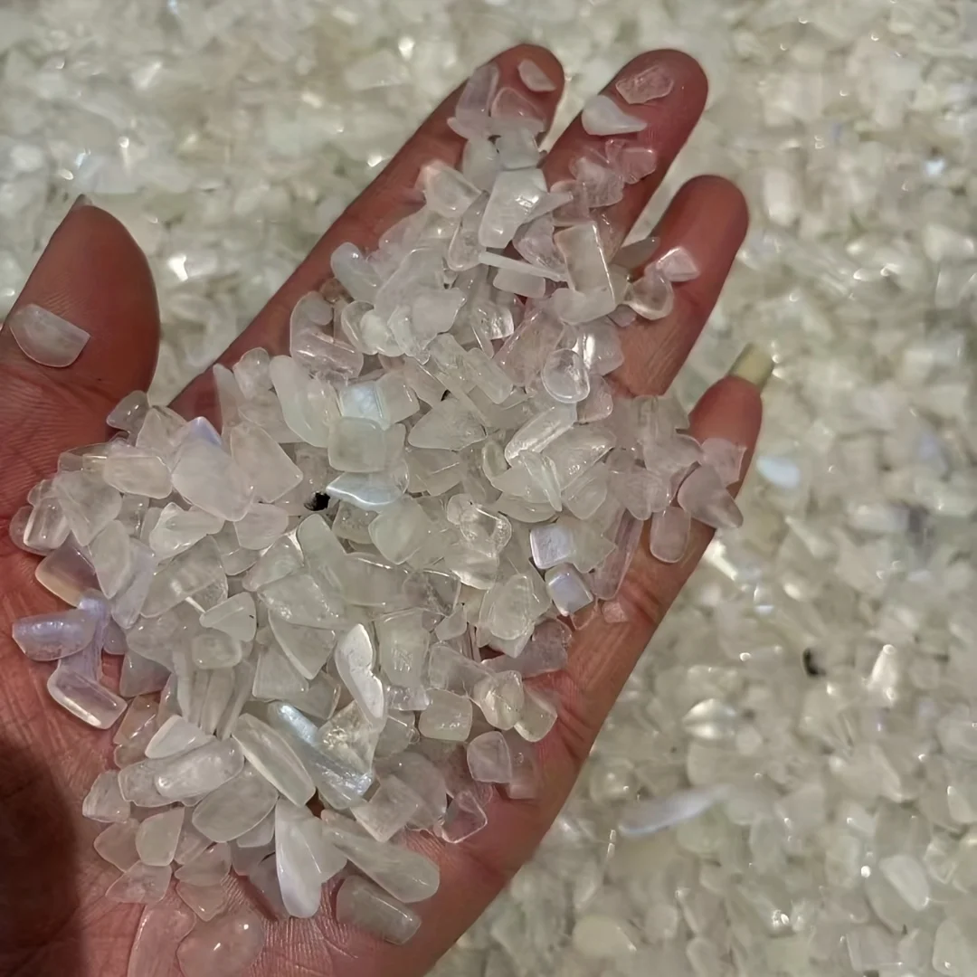 Natural white moonstone quartz powder,semi-crystalline quartz,beautiful crystal,decorative stone for flower pots and fish tanks. view 5