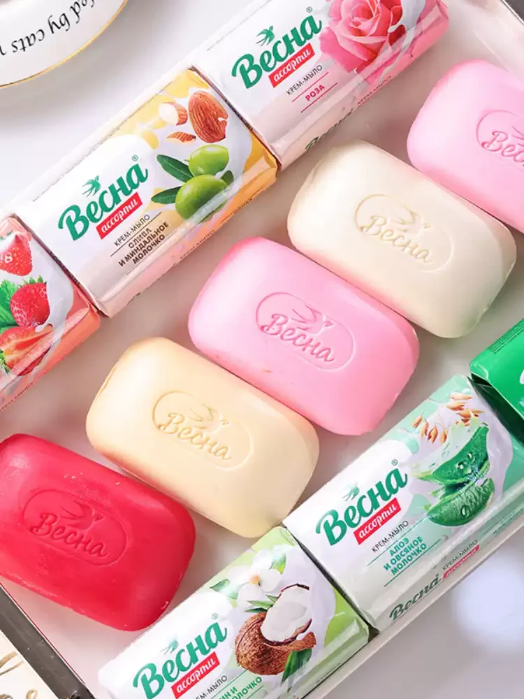 90 جرام صابون بيتشا الروسي الألوة فيرا الفراولة حليب حمام الصابون نكهة الورد صابون غسول الوجه المحلي Weisnachun 1 قطعة #2