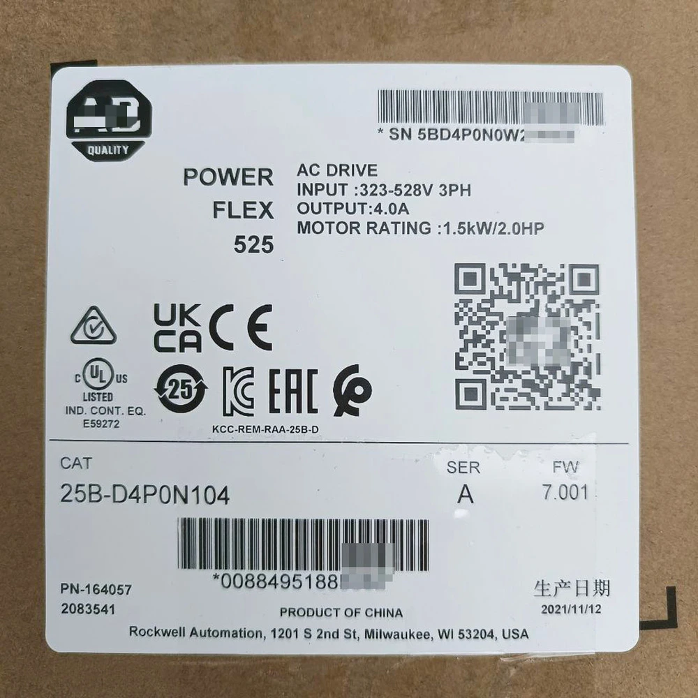 2022-2023 New Sealed AB 25B-D4P0N104 Power Flex 525 1.5kW 2Hp AC Drive