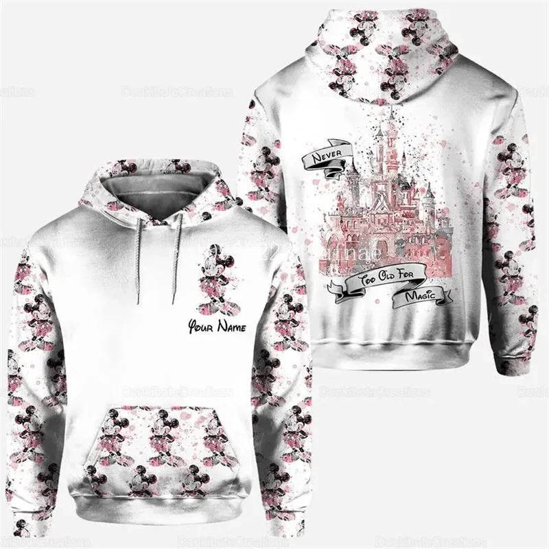 Disney minnie mouse moletom feminino primavera moda meninos meninas crianças dos desenhos animados hoodies impressão 3d outono casual masculino hoodies