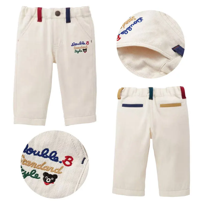 

Детские весенне-осенние детские однотонные длинные брюки с милой буквой медведя и вышивкой, повседневные брюки