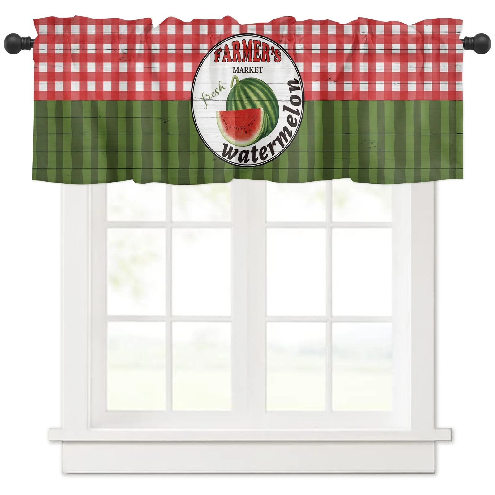 

ZEDLIYU Valances for Windows Kitchen Living Room Small Window Valance Watermelon 1 Panel