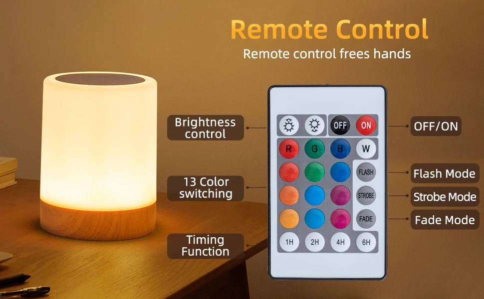 GGbingo 16 Colors Night Light Touch Bedside Table Lamp RGB USB Rechargeable Desk Lamp Bedroom Decoration Gift Dining Table Light