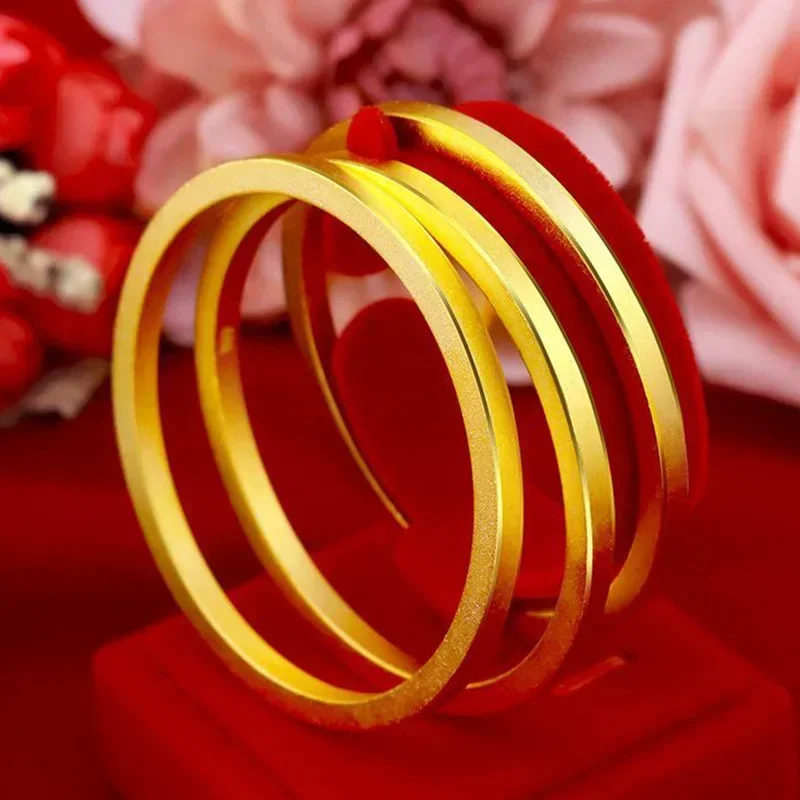 24K Gold Four Square Heritage Bracelet, AU Simple Bracelet Women Luxury Quality Jewelry Valentine's Day Wedding Jewelry Gifts