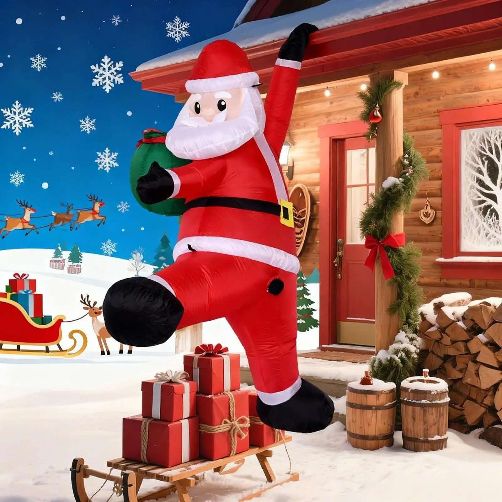 Christmas Inflatable Santa Claus Climbing Party Decor Merry Atmosphere Prop Outdoor Decoration Built in LED 1.8M for Outside