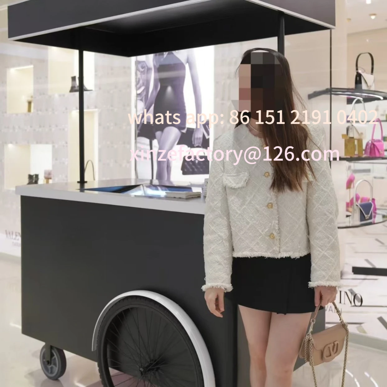 Customizable wrought iron clock in float supermarket store display promotion mobile cart sales showcase ice cream snack truck