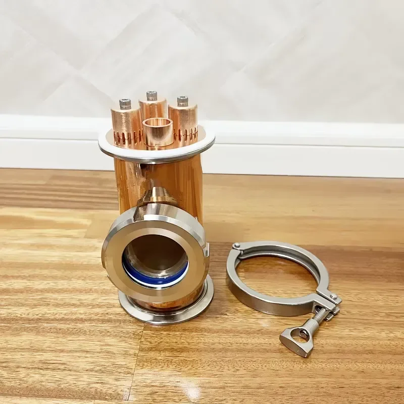 For 3 Inch 76mm OD 91mm Tri Clamp Copper Sight Glass Tee With Bubble Perforated Plate Set For Distillation Homebrew Beer