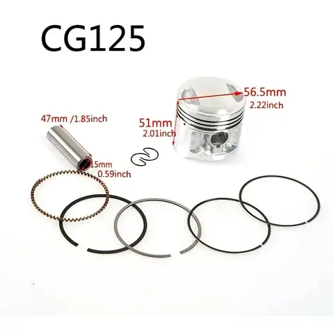 56.5 มม.ลูกสูบ 62 มม.Ring15MM Pin สําหรับ Honda รถจักรยานยนต์ CG125 CG150 CG200 เครื่องยนต์รถจักรยานยนต์เปลี่ยนชิ้นส่วน