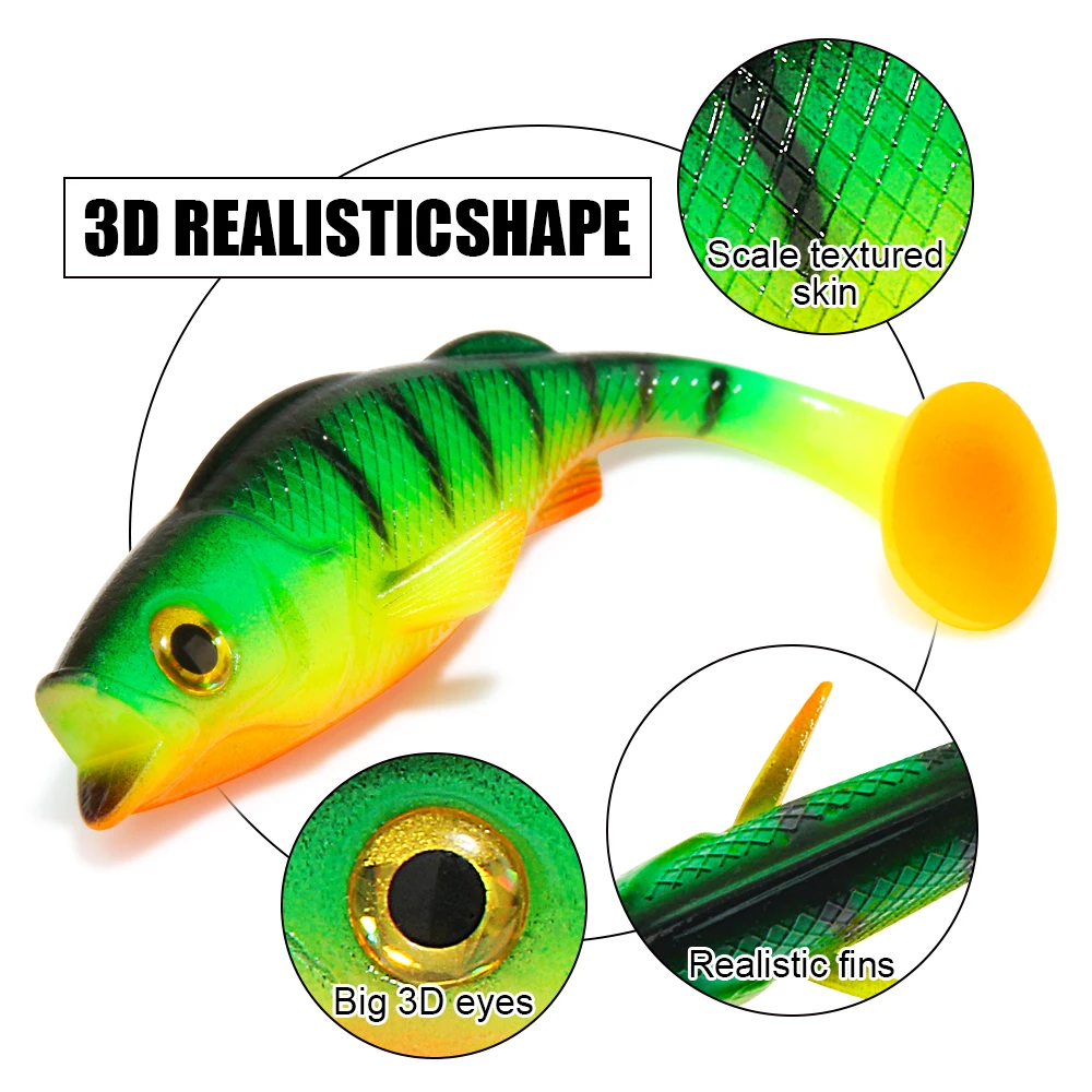 Spinpoler vigor Perch Shad señuelo de Pesca Swimbait suave 7cm/11cm/14cm para Lucio Zander Bass Paddle T Tail Pesca de peces falsos