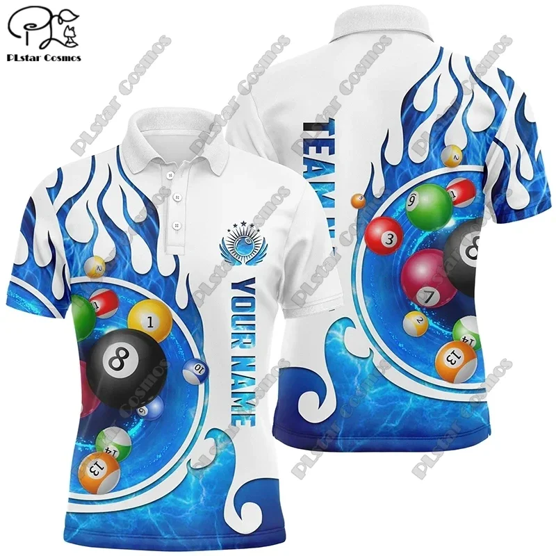 Men's Custom Name Polo Shirts Fun Billiard Jerseys Personalized Billiard Club League Shirts 3D Printed Polo Shirts T-Shirts t-9