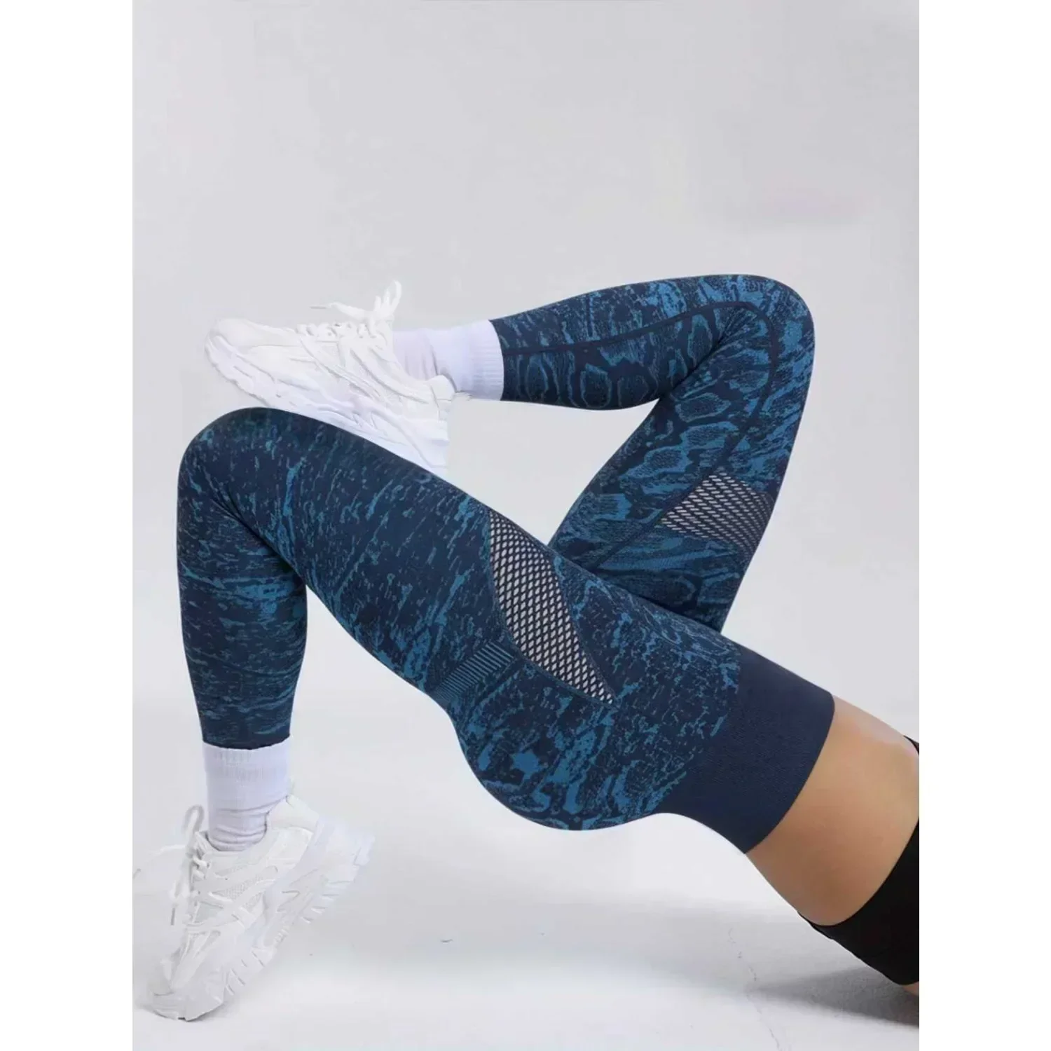 Pantalones de Yoga de malla con estampado de serpiente sin costuras para mujer, pantalones deportivos sexys de cintura alta para levantamiento de cadera, mallas deportivas para ejercicio y Fitness
