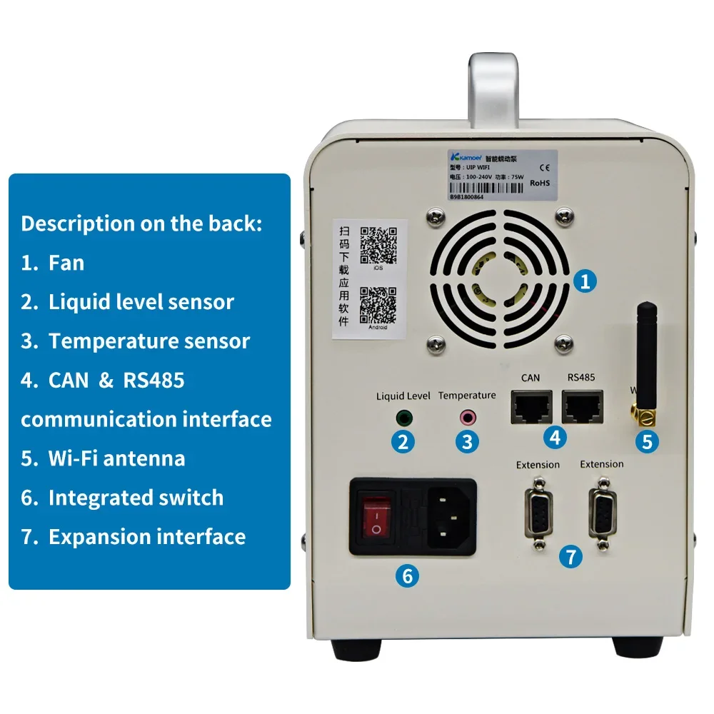 Imagem -03 - Kamoer Uip-bomba Peristáltica com Display Digital Stepper Motor Grande Taxa de Fluxo Controle Wi-fi Tela Sensível ao Toque 220v