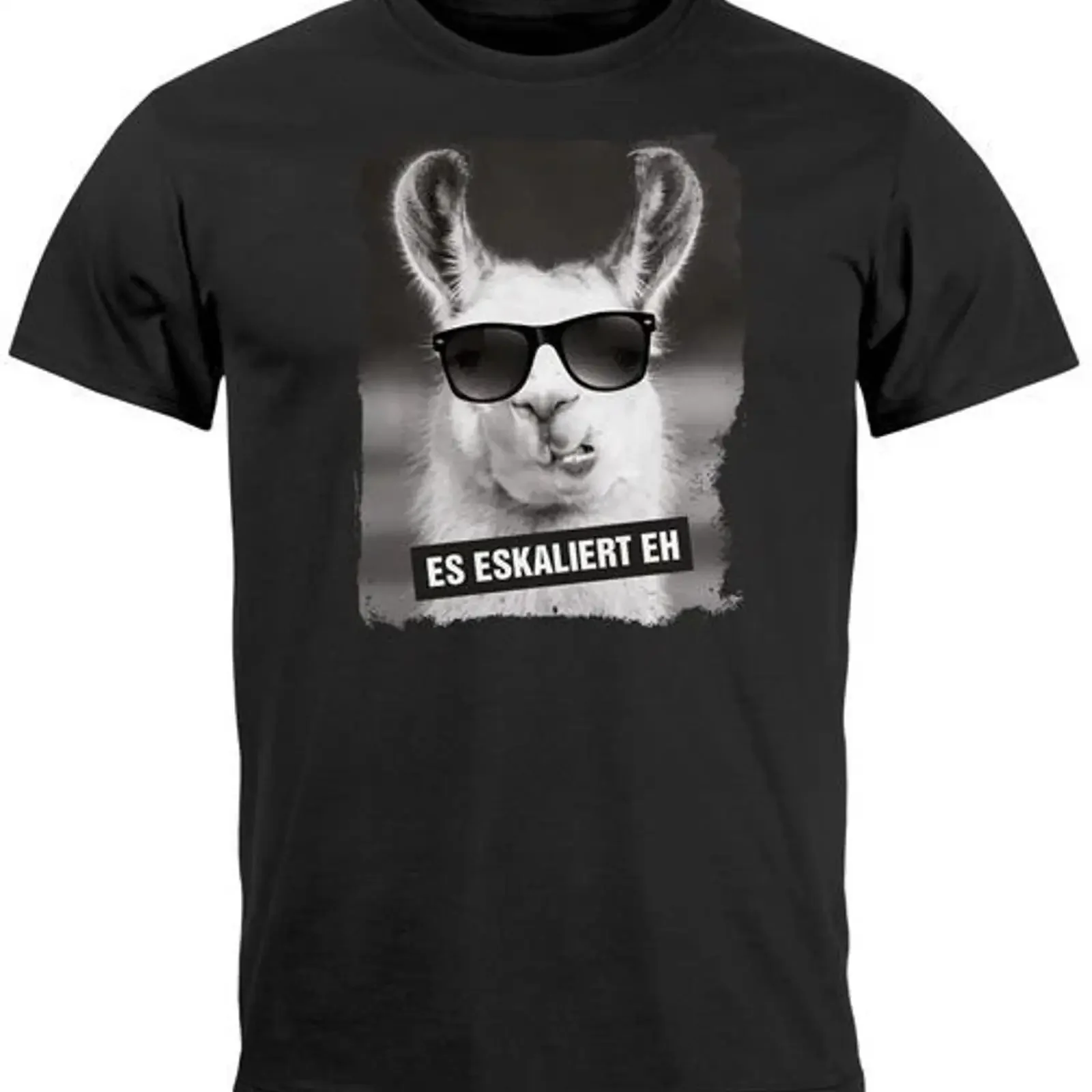 Men's T Shirt It's Escalating Anyway Funny Animal Motifs Llama Alpaca Photo Print vintage Washed Comfortable streetwear graphic