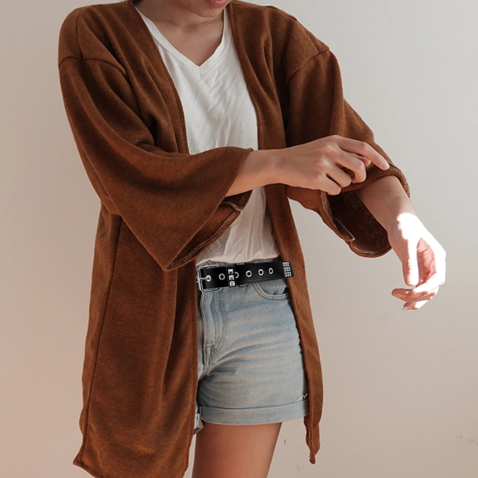 

Rivet Belt Decorative Waistband Premium PU Non Fading Durable Lightweight Banquet Party Holiday Use Easy to Carry Store